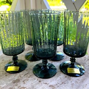 (5)Lenox Casual Smoke Blue Iced Tea Glasses